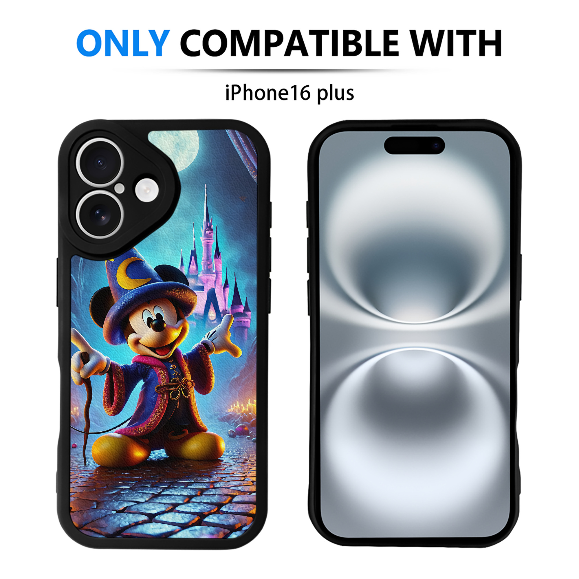 （画像用） ミッキーマウス Mickey Mouse 【iPhone 16シリーズ対応】シリコンスマホケース（レザー調） 材質：シリコン